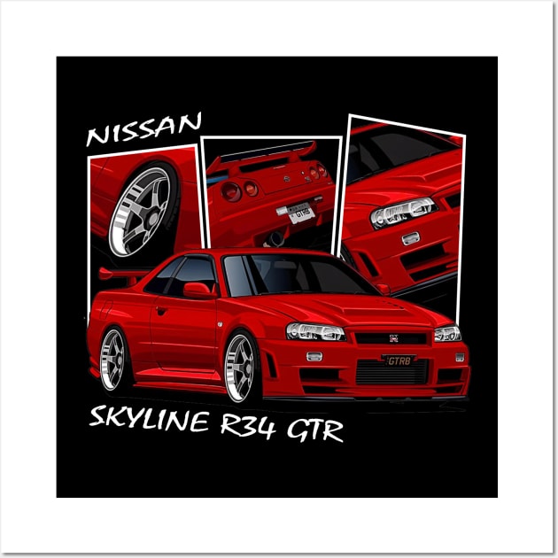 Nissan Skyline GTR R34, JDM Car Wall Art by T-JD